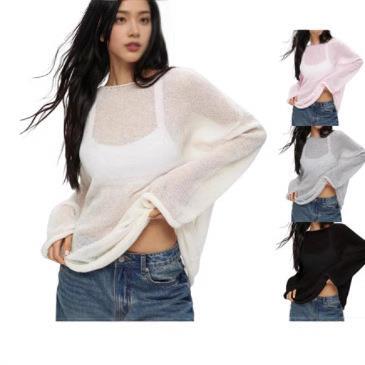 Breathable beach cover, hollowed out knit sweater to show