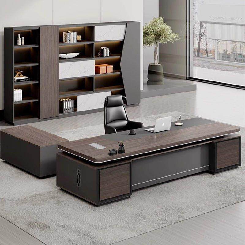 新中式老板办公桌简约现代办公室轻奢单人大班台总裁经理桌椅组合