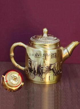 采购产品中国风格饰品，青铜工艺品，家用纯黄铜，宝石茶壶，古董