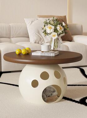 奶油用风猫茶几户TJZ型宠物店家客厅创小意圆形个纳性收网红简约