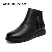 季 富贵鸟妈鞋 真皮棉鞋 正品 女冬防软滑底短靴羊妈毛保暖皮鞋 中老年