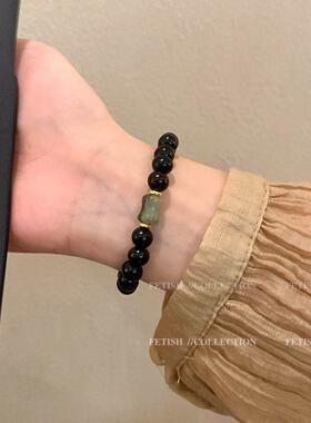 中式设计串珠豆豆手链复古国风高级黑色手串手饰饰品