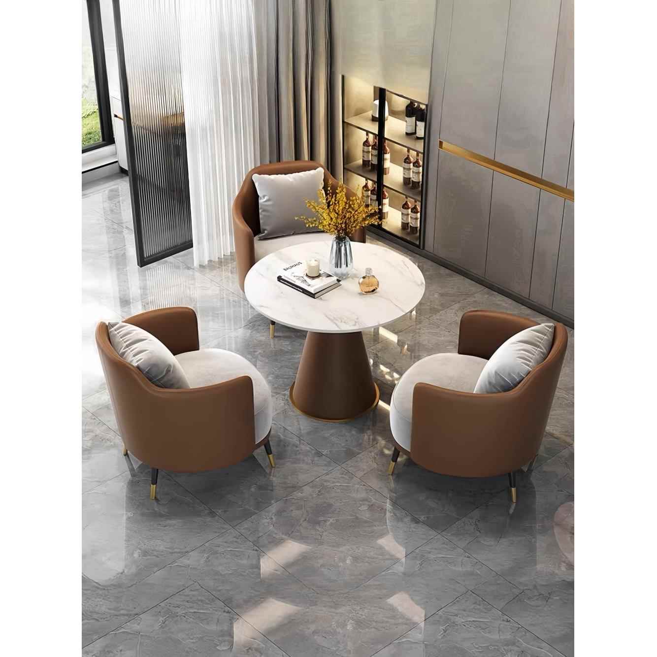 高端单人沙发茶几组合酒店接待会客洽谈售楼处美容院商场展厅家具