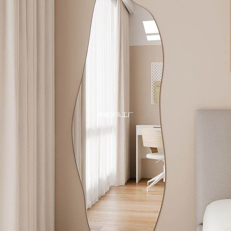 穿镜不XB规则全身镜壁挂衣墙上异形式粘镜子贴墙自免打孔粘贴试衣