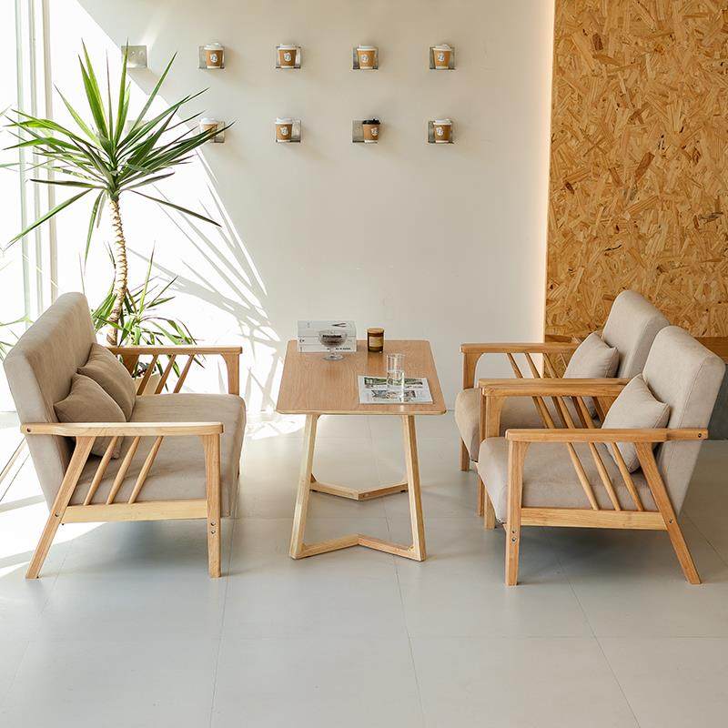 需定制奶茶店咖啡厅桌椅组合休息区接待休闲椅餐厅清吧书吧实木卡