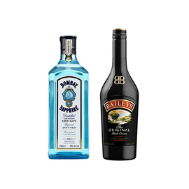 Baileys百利甜酒奶油味700ml+孟买蓝宝石金酒烘焙金汤力基酒洋酒