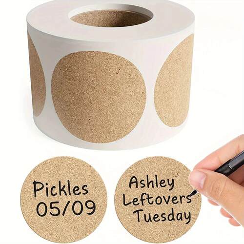 500PCs/Roll Kraft Round Stickers Self-adhesive Label Paper S