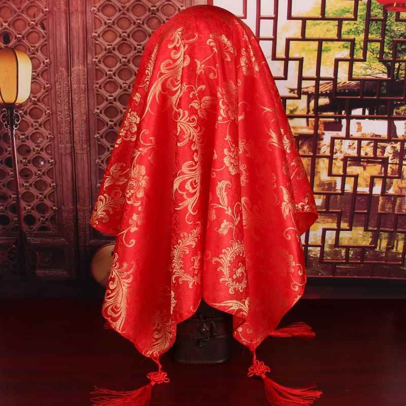 红盖头新娘中式刺绣结婚用品婚庆头帕巾婚礼喜字流苏大龙凤盖头