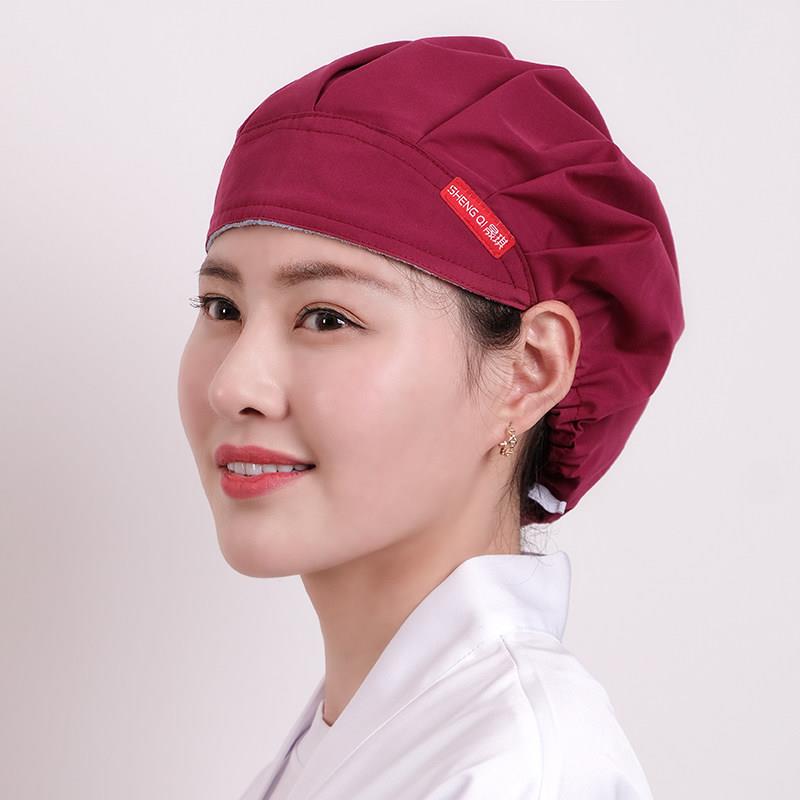 韩版厨房帽子女家用做饭炒菜防油烟防掉头发可调节包头纯棉厨师帽