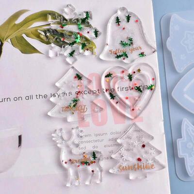 Christmas Mold DIY Resin Crystal Epoxy Mold Snowflake Elk Pe