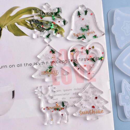 Christmas Mold DIY Resin Crystal Epoxy Mold Snowflake Elk Pe
