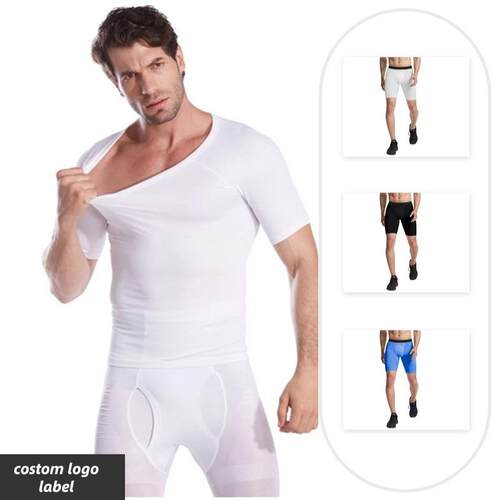 Men's shapewear with short sleeves for reducing belly fat