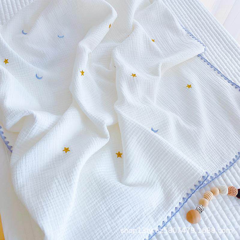 婴儿毯子纯棉宝宝春夏毛毯新生纱布幼儿园小被子儿童盖毯120*150