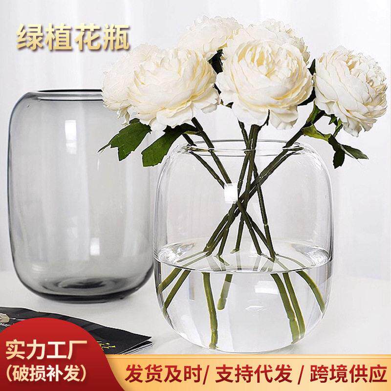 水培插花玻璃花鱼缸微景观器皿多肉植物花器摆件手工彩绘花