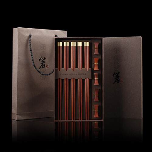 高档筷子礼盒装定制中国风送老外10双刻字实木红木快商务礼品套装