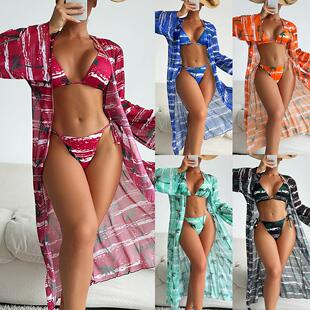 split three pit women stripe sleeved long Swimwear print