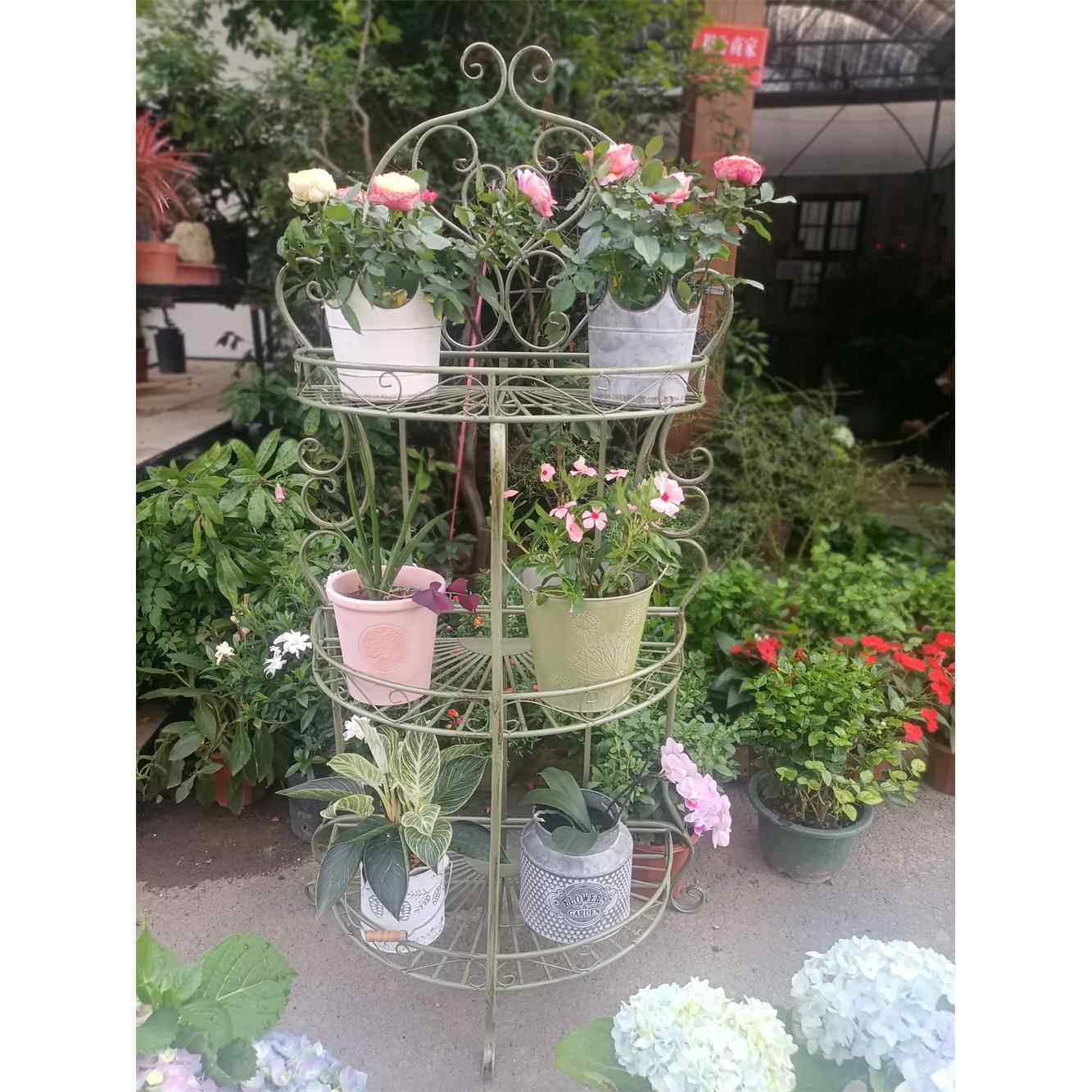 式户外欧铁盆花架别墅庭院多艺层花架TDU阳台半圆三层花架栽架花