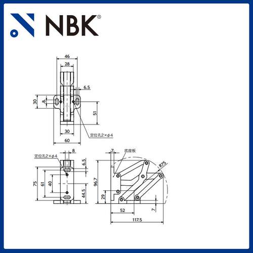 NBK HNMVA 铝制大型滑动铰链90°开度 合页锁闩 机械零部件厂家直