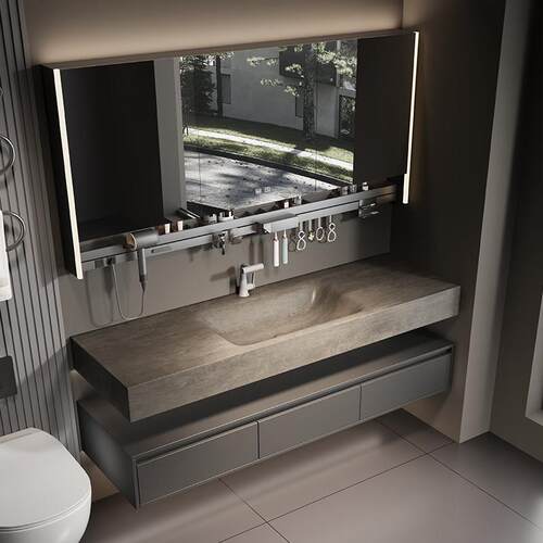 【现货】柏丽山酒店风岩板热弯一体盆浴室柜组合洗漱台洗手洗脸盆