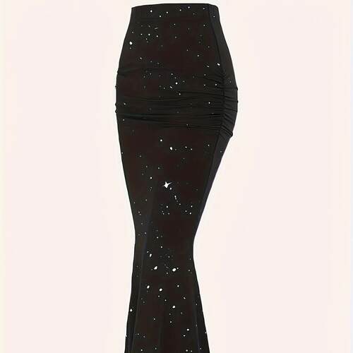 Womens Starry Skirt Fashion Slimming Fitted Sequin Galaxy