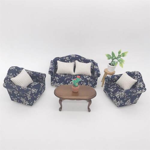 1:12dollhouse娃娃屋沙发12分家具客厅摆件沙发三件套仿真沙发
