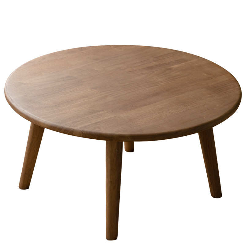 实木圆形小茶几中式简约创意小户型橡胶木客厅休闲茶桌茶具零配件