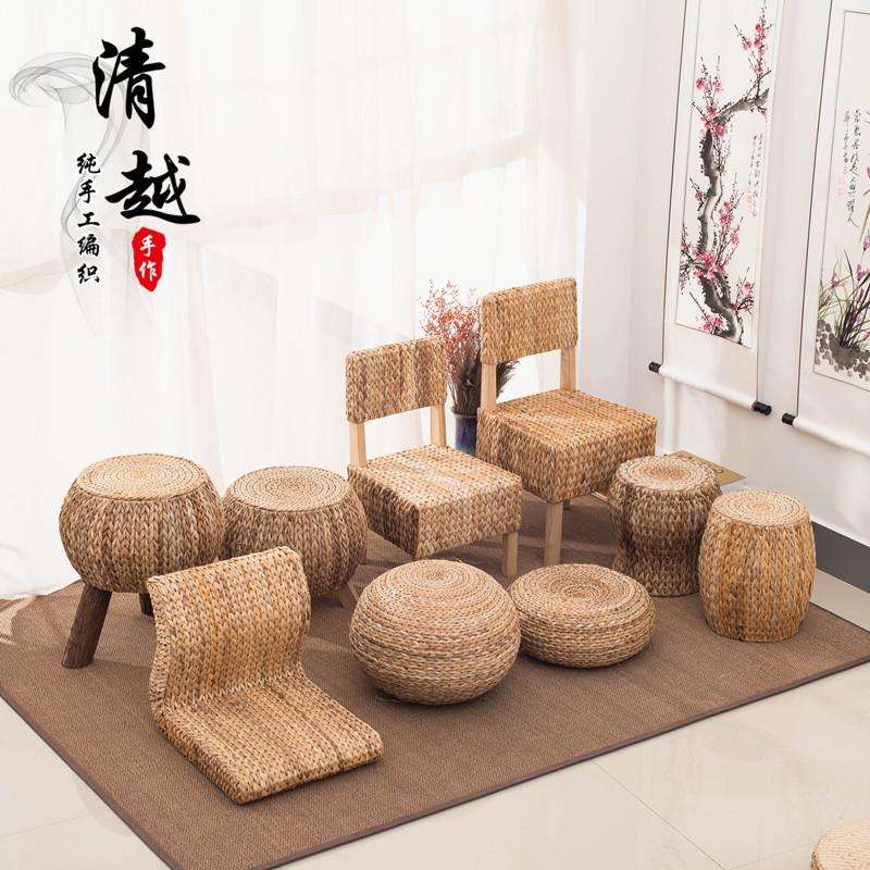 藤编矮凳圆凳小凳子草编家具榻榻米椅子休闲客厅座椅坐墩园墩坐凳