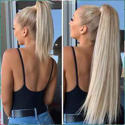 新款直销时尚长直发马尾女士绑带外贸假马尾多色捆绑式彩色假发马