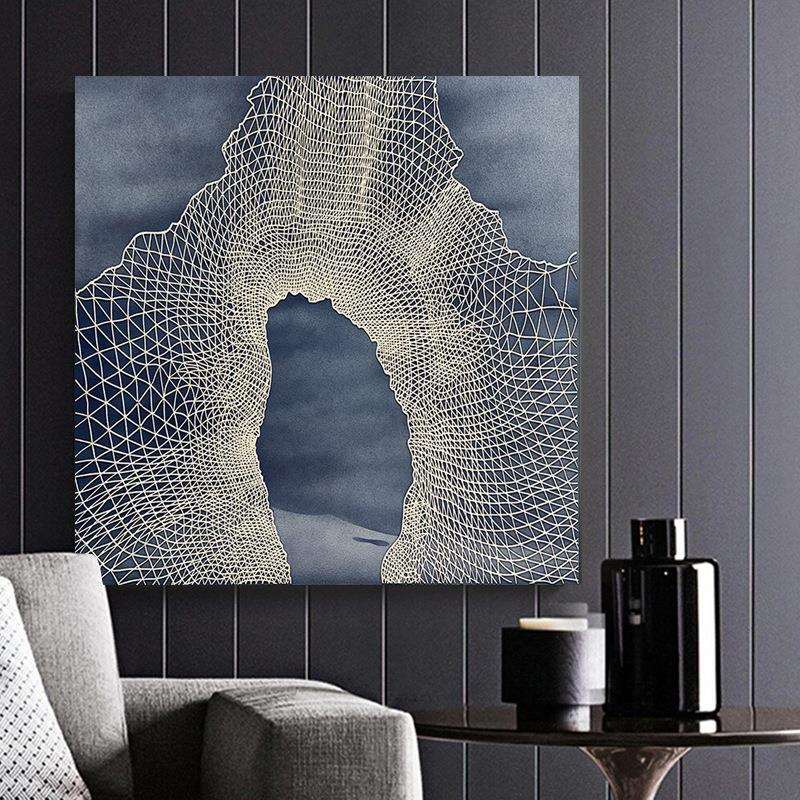软装设计师款砂岩雕刻立体装置画别墅客厅玄关实物画酒店工艺挂画