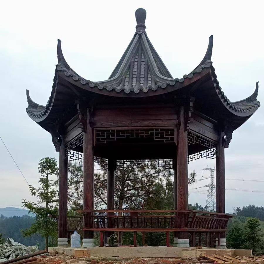 庭院别墅防腐木四角六角八角古建凉亭室外景观园林亭子实木遮阳