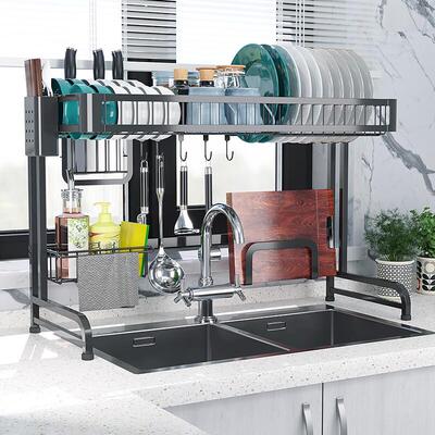 Kitchen shelving rack black stainless steel sink drying rack