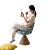 中古风侘寂风梳妆凳轻奢高级感简约设计师可旋转单人椅卧室化妆凳