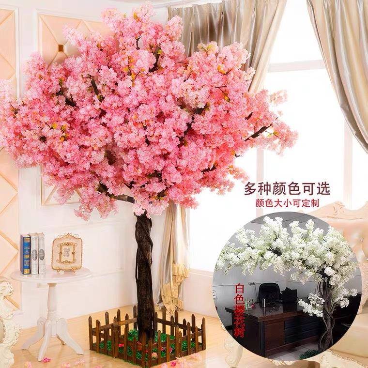重瓣仿真樱花树大型室内外装饰树桃花树许愿花树橱窗背景假樱花树
