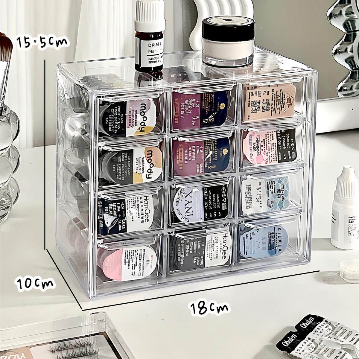 日抛美瞳收纳盒桌面抽屉多格大容量隐形眼镜透明亚克力收纳盒防尘