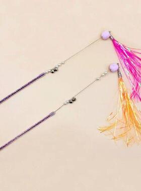 Cat Toy Feather Cats Colorful Ringing Paper Stick Hairball