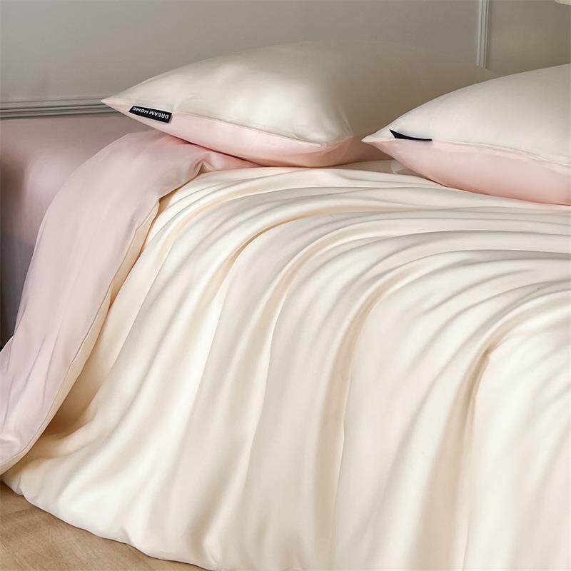 夏季四件套双面水洗冰丝凉感床单被套学生宿舍简约时尚三件套床笠