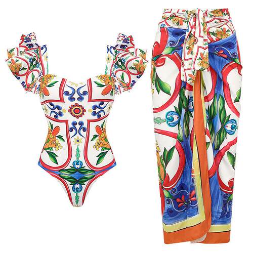 Womens All Over Print One-Piece Swimsuit & Swimsuit Coverup