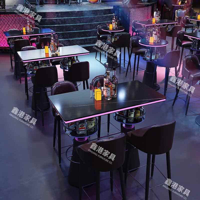 酒吧清吧KTV发光桌椅夜店吧台椅子台球厅沙发卡座高吧桌椅组合
