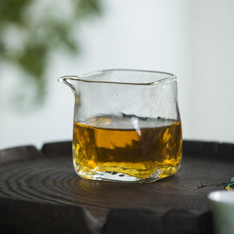 四方公道杯手工吹制气泡高硼硅茶海分茶器创意手工茶器茶具