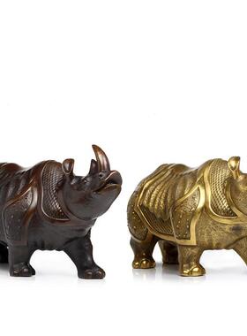 纯铜犀牛铜犀牛摆件家居装饰客厅办公室桌面礼品工艺品铜器摆设