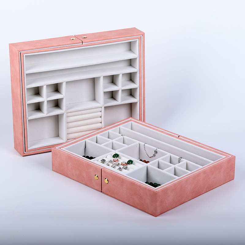 檀韵致远抽拉PU皮革首饰盒新款高端珠宝收纳首饰收纳展示桌面托盘