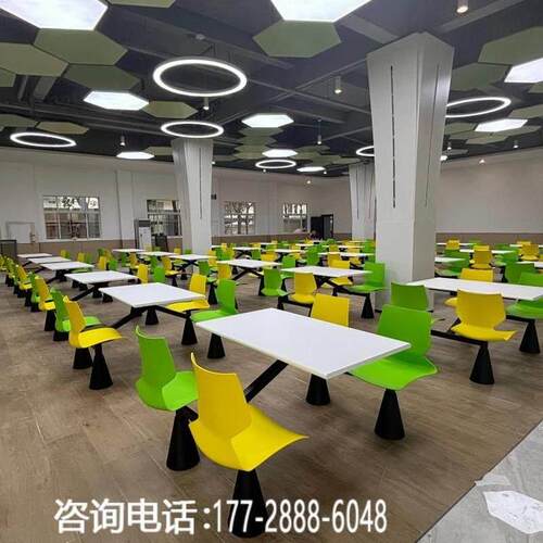 餐桌椅公司员工食堂学校食堂快餐厅四人连体桌椅组合职工饭堂餐桌