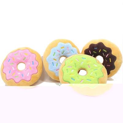 Pets Dog Donut Plush Squeaky Toy Funny Sound Interactive Toy