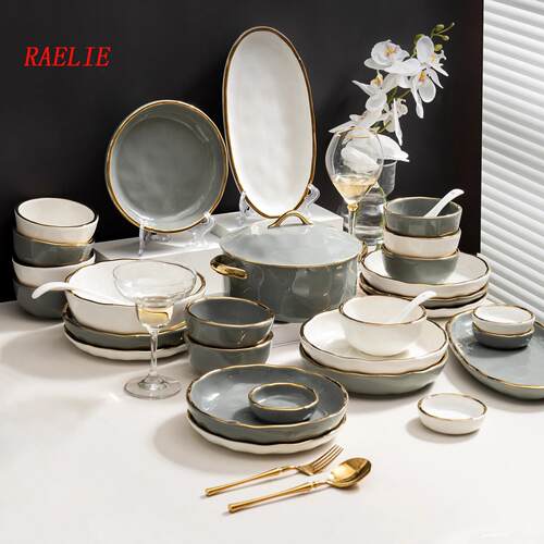 RAELIE碗盘套装家用餐具轻奢高级感乔迁新居送礼碗碟套装碗具乔迁