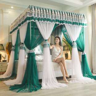 双层纱落地宫廷三开门加密1.5m1.8m2m床家用蚊帐 2021新款