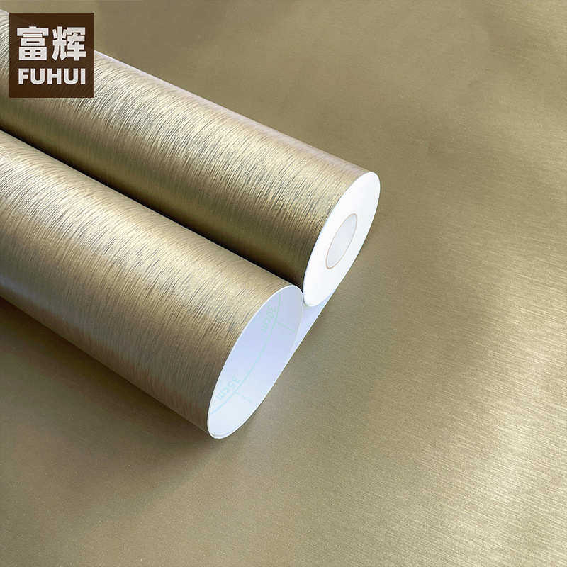加厚青铜拉丝贴膜PVC仿金属质感自粘贴纸橱柜防水家具皮波音软片