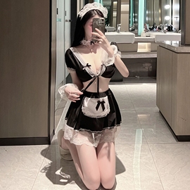 女仆cos服性感清纯可爱萌系纯欲套装黑丝cosplay女佣制服黑色短裙