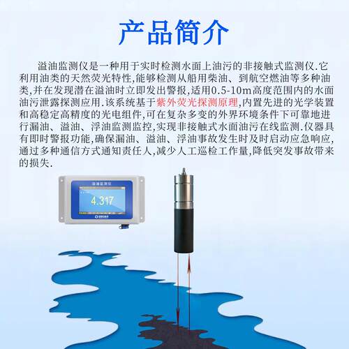 电厂循水溢油测仪冷却水管监道漏油环水面油膜测实时探圣凯安仪器