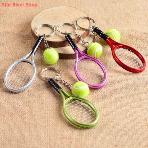 Cute Sport Mini Tennis Racket Pendant Keychain Keyring Key C