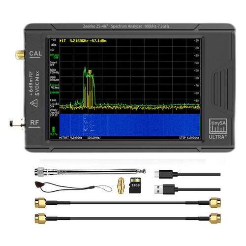 tinySA ULTRA 4寸屏手持式射频频谱分析仪100k-7.3GHz信号发生器